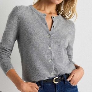 Quince Mongolian Cashmere Cardigan Sweater Heather Gray Size S